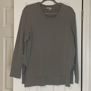 Daily Ritual Women's Terry Cotton and Modal Pullover with Side Cutouts/High Slit